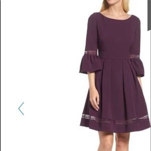 Eliza J Bell Sleeve Fit & Flare Dress. Purple, 16